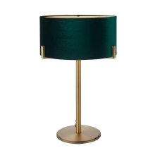 Hayfield Rich Green Velvet Shade Table Lamp In Brass