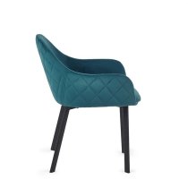 Lamar Teal Velvet Dining Chairs With Black Legs In Pair