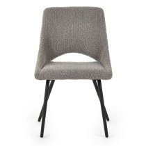 Irwin Grey Fabric Dining Chairs With Black Legs In Pair