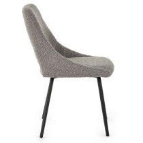 Irwin Grey Fabric Dining Chairs With Black Legs In Pair