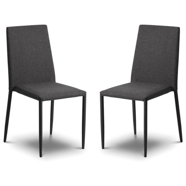 Jarrell Grey Fabric Dining Chairs In Pair