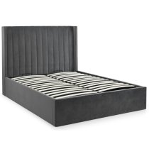 Laelia Velvet Storage Ottoman Super King Size Bed In Grey