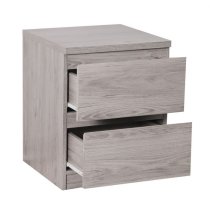 Jadiel Wooden Bedside Cabinet With 2 Drawers In Grey Oak