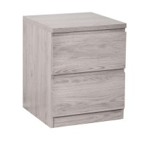 Jadiel Wooden Bedside Cabinet With 2 Drawers In Grey Oak