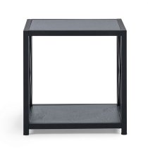 Lamar Wooden Lamp Table With Metal Frame In Black