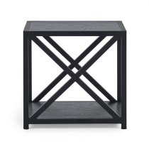 Lamar Wooden Lamp Table With Metal Frame In Black