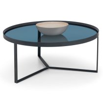 Lamis Smoked Glass Coffee Table With Black Metal Frame