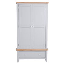 Elkin Wooden Wardrobe With 2 Doors 1 Drawer In Grey And Oak