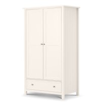 Madge Wooden Wardrobe With 2 Doors 1 Drawer In Surf White