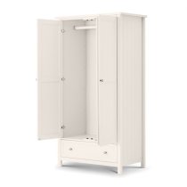 Madge Wooden Wardrobe With 2 Doors 1 Drawer In Surf White