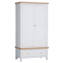 Elkin Wooden Wardrobe With 2 Doors 1 Drawer In White And Oak