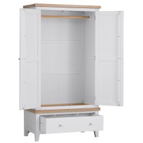 Elkin Wooden Wardrobe With 2 Doors 1 Drawer In White And Oak