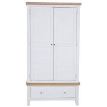 Elkin Wooden Wardrobe With 2 Doors 1 Drawer In White And Oak