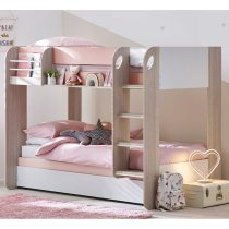 Mars Wooden Children Bunk Bed With Ladder In Pastel Pink