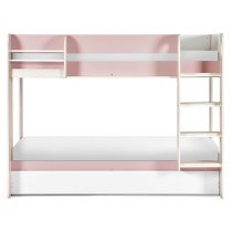 Mars Wooden Children Bunk Bed With Ladder In Pastel Pink