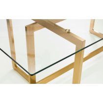 Malina Clear Glass Dining Table With Gold Geometric Legs