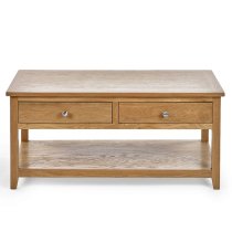 Macon Wooden Coffee Table With 2 Drawers In Oak