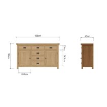 Concan Wooden Sideboard With 2 Doors 6 Drawers In Oak