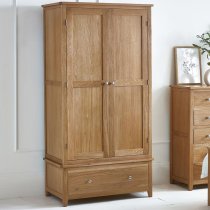 Macon Wooden Wardrobe With 2 Doors 1 Drawer In Oak