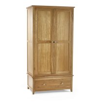 Macon Wooden Wardrobe With 2 Doors 1 Drawer In Oak