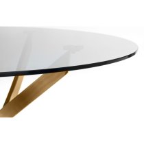 Melvin Clear Glass Dining Table Round With Gold Metal Legs