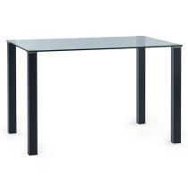 Pasco Clear Glass Dining Table Rectangular With Black Metal Legs