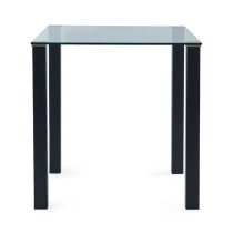 Pasco Clear Glass Dining Table Square With Black Metal Legs