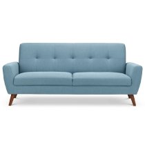 Macia Fabric 3 Seater Sofa With Wooden Legs In Blue