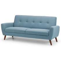 Macia Fabric 3 Seater Sofa With Wooden Legs In Blue