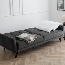 Macia Velvet Sofa Bed With Wooden Legs In Grey