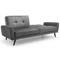 Macia Velvet Sofa Bed With Wooden Legs In Grey