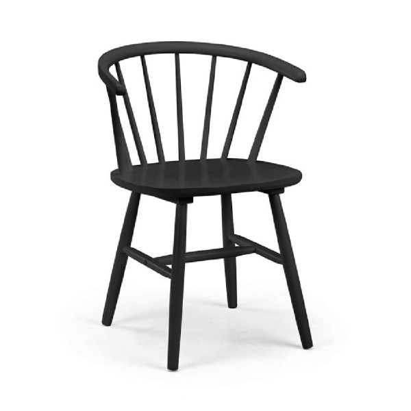 Marne Wooden Dining Chair With Curved Back In Black