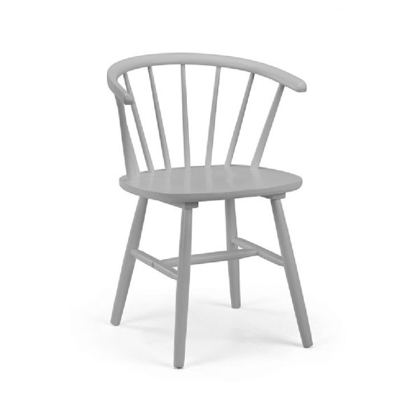 Marne Wooden Dining Chair With Curved Back In Grey