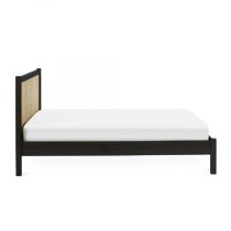 Pabla Wooden Double Bed With Rattan Headboard In Black