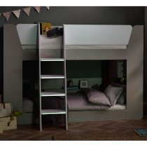 Pampa Wooden Children Bunk Bed In Taupe And White