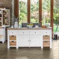 Celina Wooden Kitchen Island Large In Oak And White