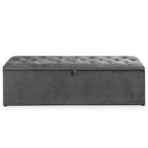 Rahela Velvet Blanket Box In Dark Grey