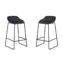 Racco Dark Grey Plastic Bar Stools With Metal Legs In Pair