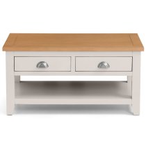 Raisie Wooden Coffee Table With 2 Drawers In Oak And Grey