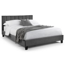 Ragina Velvet Double Bed In Grey