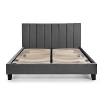 Ragina Velvet Double Bed In Grey