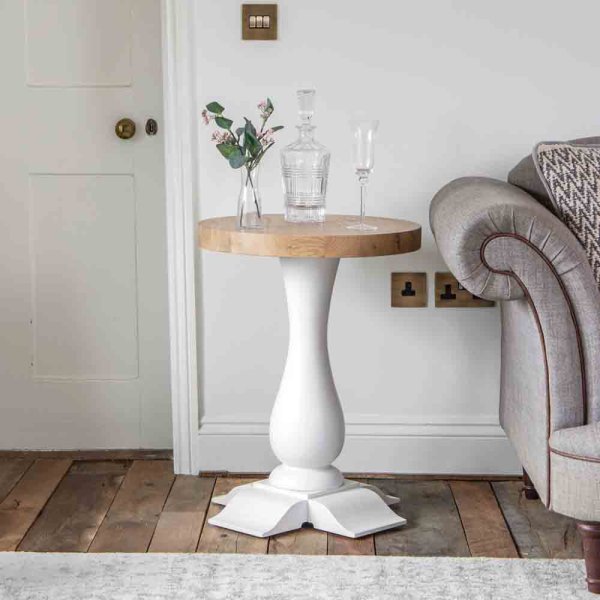 Celina Wooden Bar Table Round In Oak And White