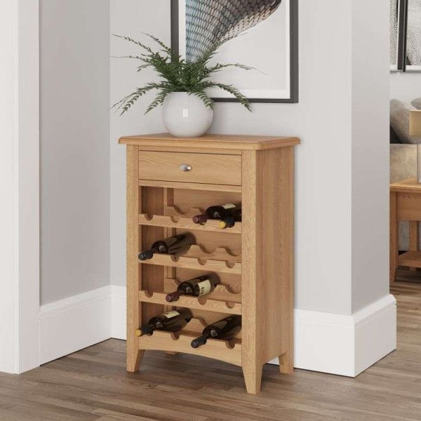 Gilford Wooden Wine Cabinet With 1 Drawer In Light Oak