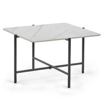 Solna Marble Coffee Table With Black Metal Legs In White