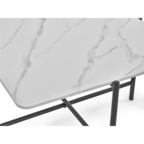 Solna Marble Coffee Table With Black Metal Legs In White