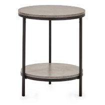 Salome Wooden Lamp Table With Shelf In Concrete Effect