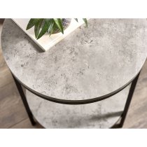 Salome Wooden Lamp Table With Shelf In Concrete Effect