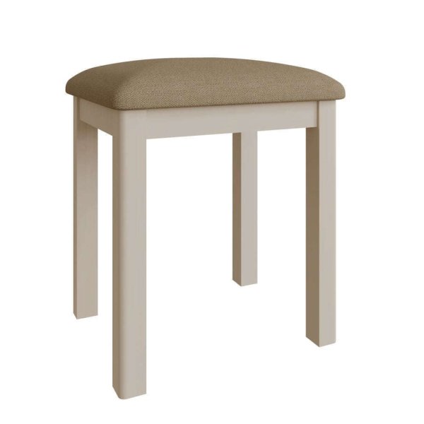 Rosemont Wooden Dressing Stool With Fabric Seat In Dove Grey