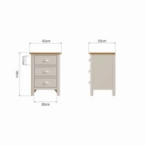 Rosemont Wooden Bedside Cabinet With 3 Drawers In Dove Grey