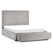 Sandy Fabric Double Bed With 1 Drawer In Grey